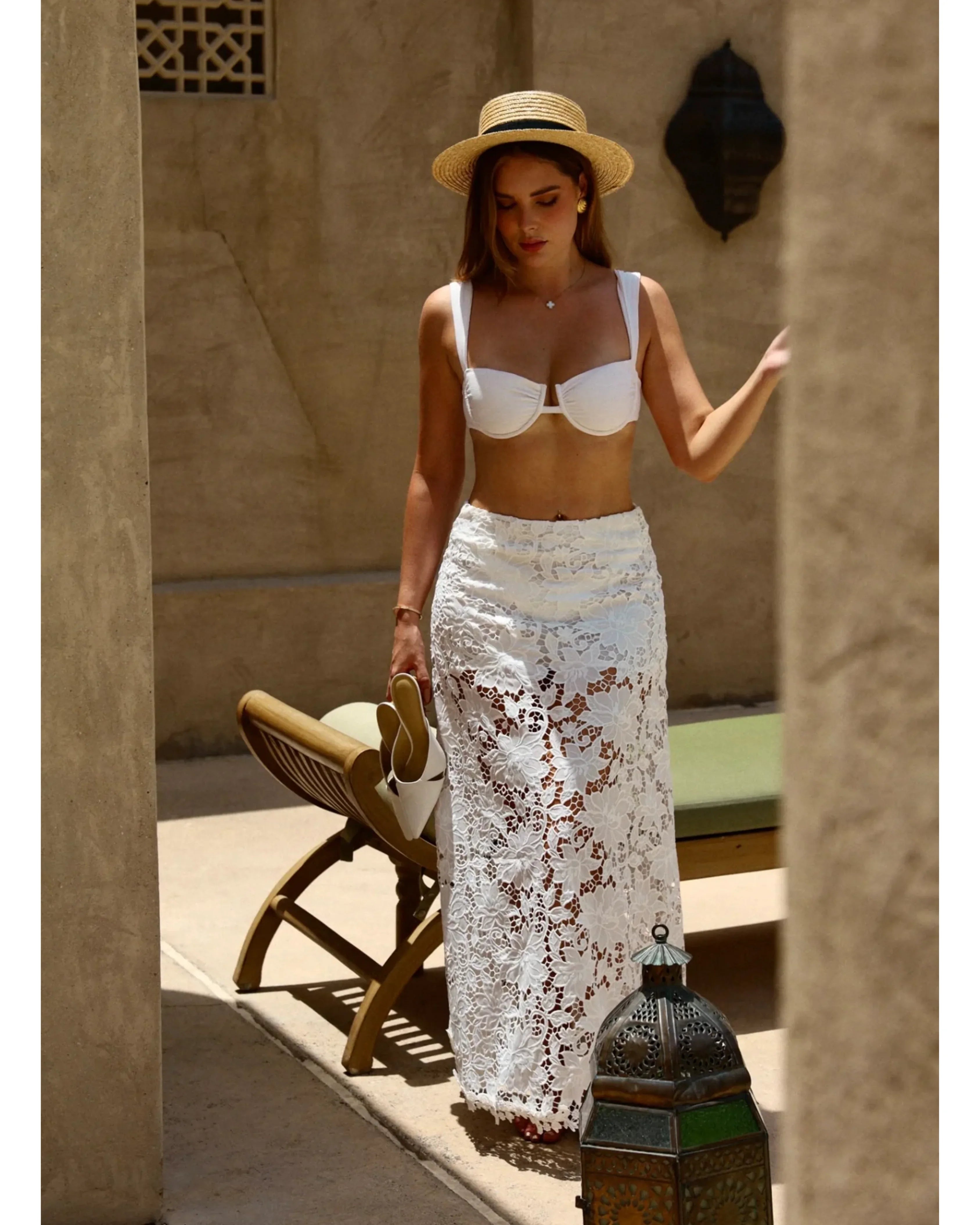 Laser Cut Floral Maxi Skirt - Endless - UAE Rental and Resale for Women's Fashion