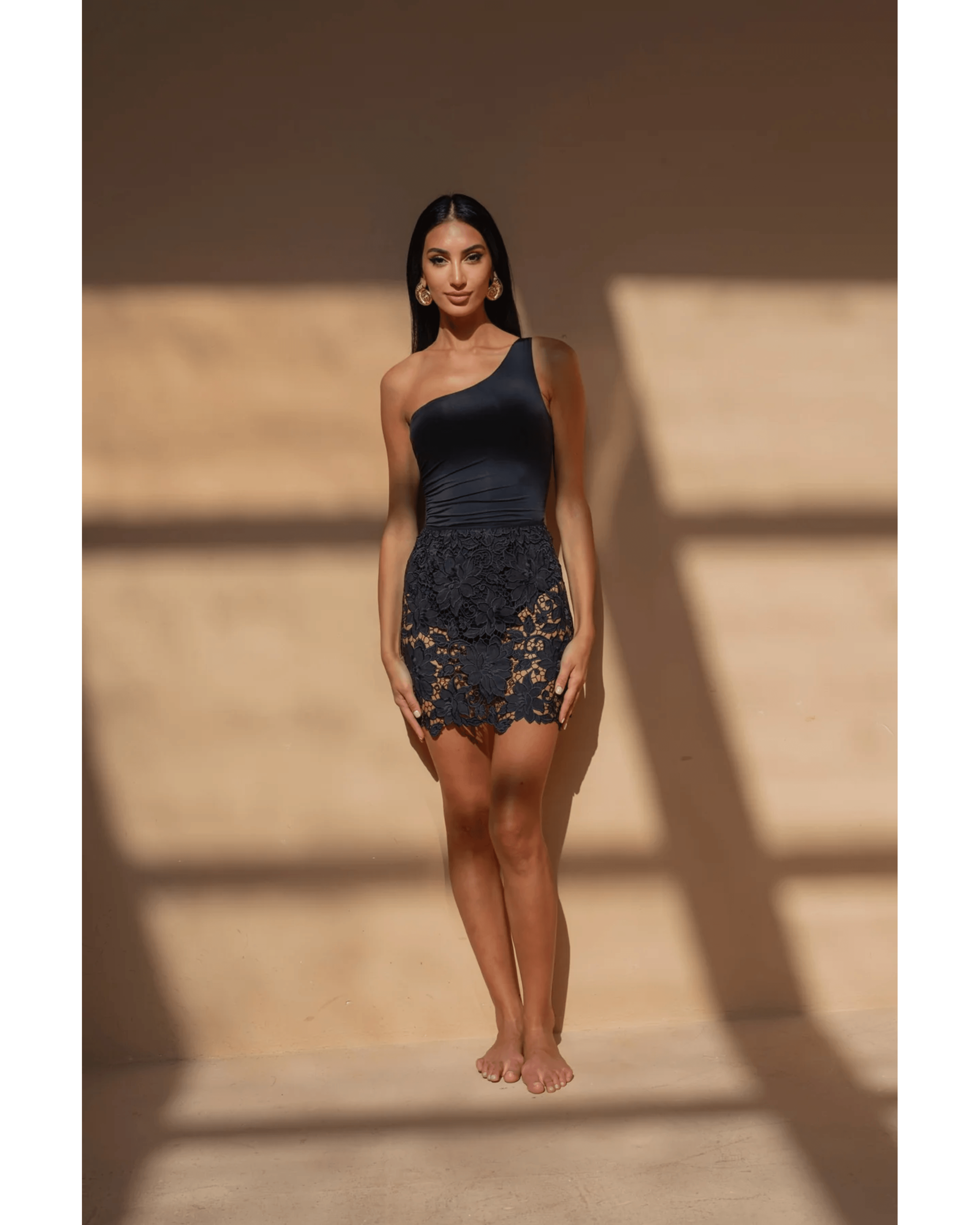 Laser Cut Out Mini Skirt - Endless - UAE Rental and Resale for Women's Fashion
