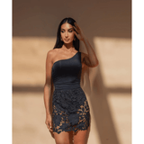 Laser Cut Out Mini Skirt - Endless - UAE Rental and Resale for Women's Fashion