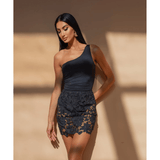 Laser Cut Out Mini Skirt - Endless - UAE Rental and Resale for Women's Fashion