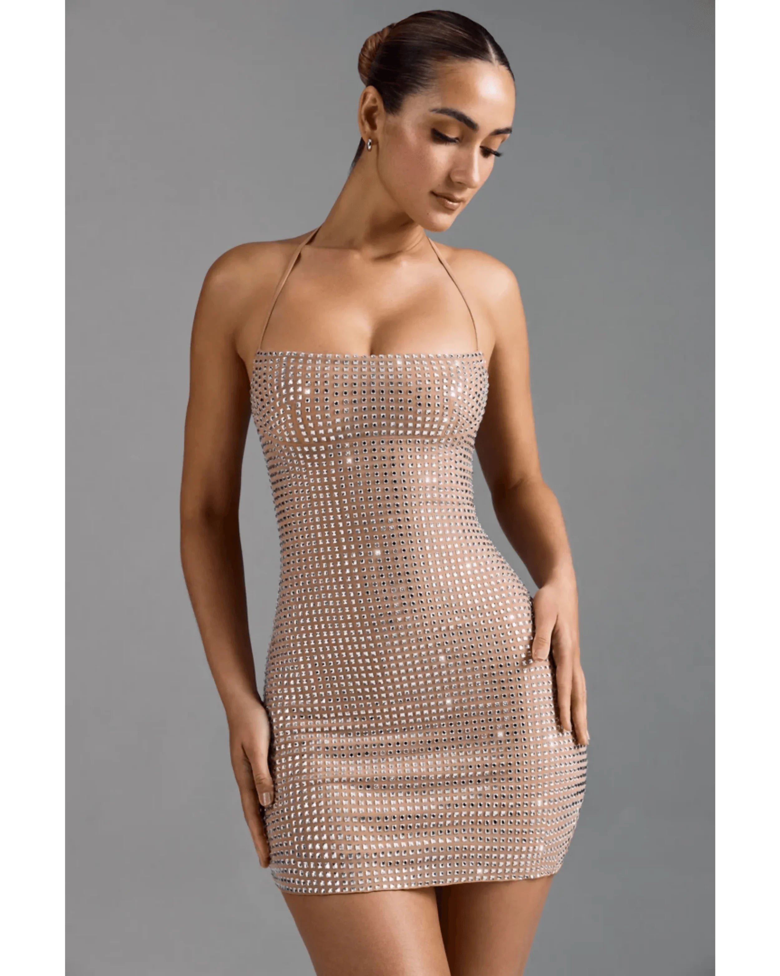 Lasma Embellished Halterneck A-Line Mini Dress - Endless - UAE Rental and Resale for Women's Fashion