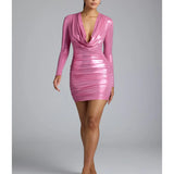 Layla Long Sleeve Metallic Jersey Mini Dress - Endless - UAE Rental and Resale for Women's Fashion