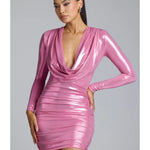 Layla Long Sleeve Metallic Jersey Mini Dress - Endless - UAE Rental and Resale for Women's Fashion