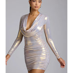 Layla Long Sleeve Metallic Jersey Mini Dress - Endless - UAE Rental and Resale for Women's Fashion