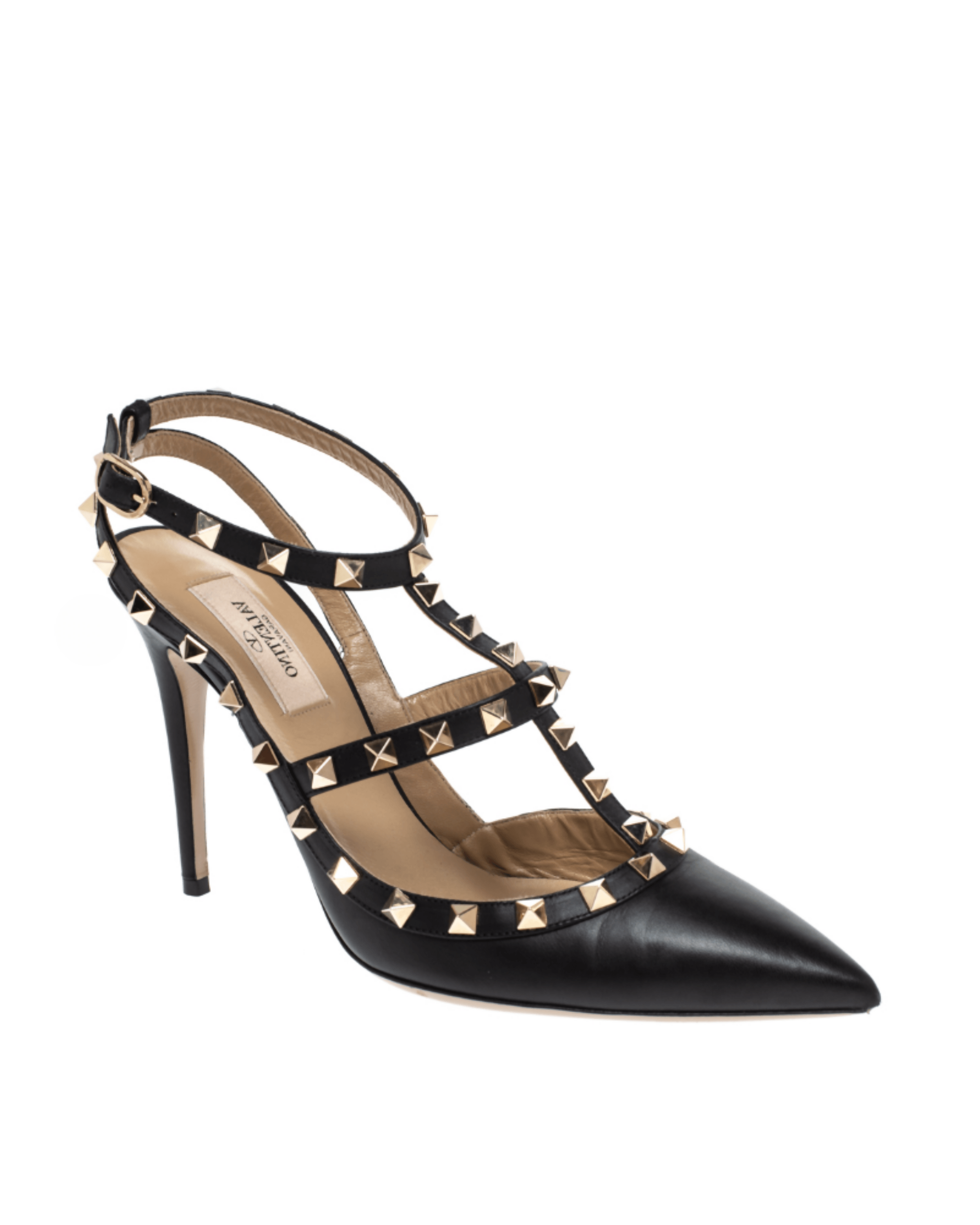 Leather Rockstud Pointed Toe Ankle Strap Sandals - Endless - UAE Rental and Resale for Women's Fashion