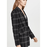 Leather-trimmed Checked Woven Blazer Windowpane - Endless - UAE Rental and Resale for Women's Fashion