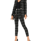 Leather-trimmed Checked Woven Blazer Windowpane - Endless - UAE Rental and Resale for Women's Fashion