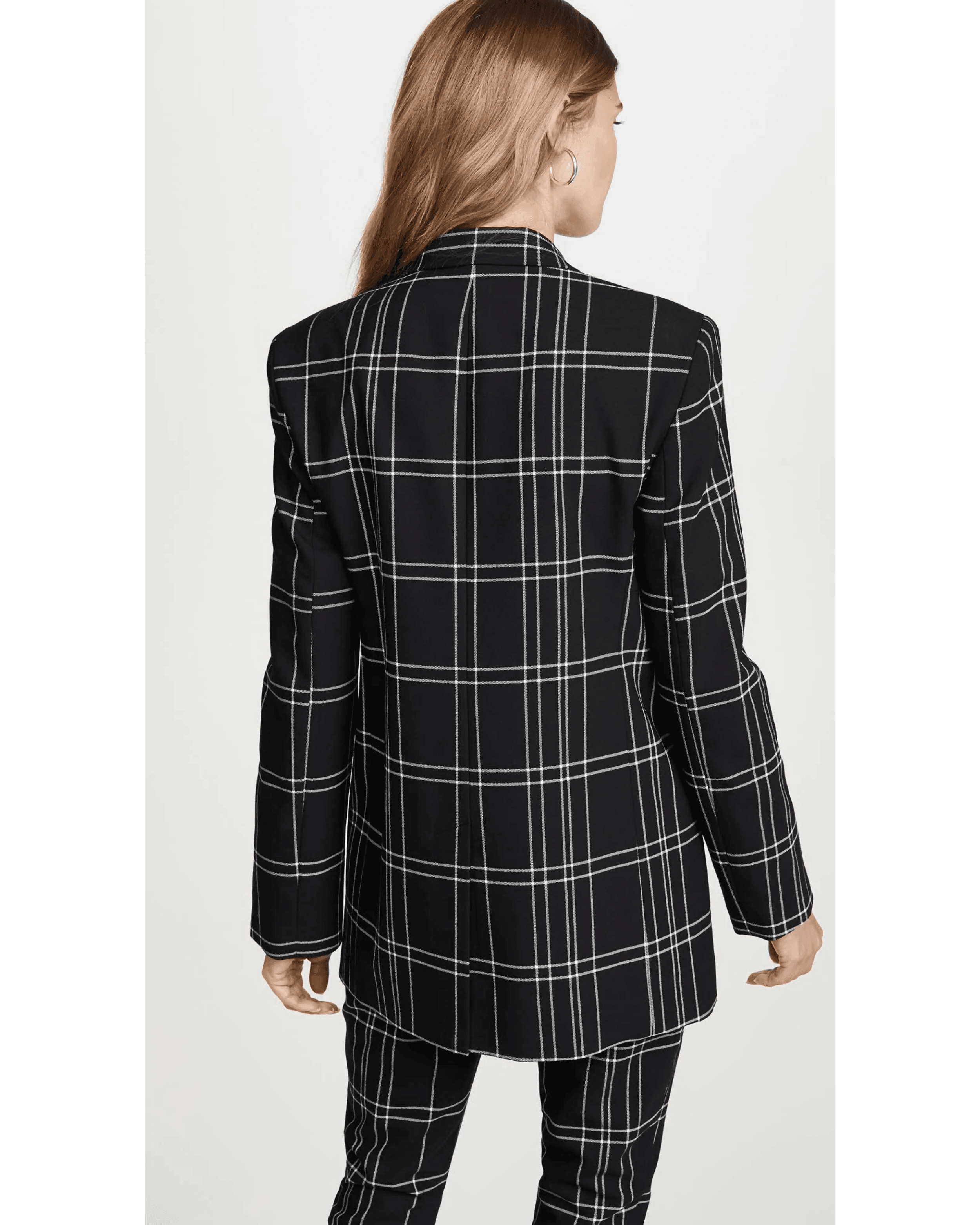 Leather-trimmed Checked Woven Blazer Windowpane - Endless - UAE Rental and Resale for Women's Fashion