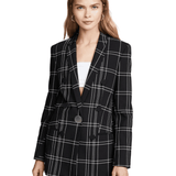 Leather-trimmed Checked Woven Blazer Windowpane - Endless - UAE Rental and Resale for Women's Fashion
