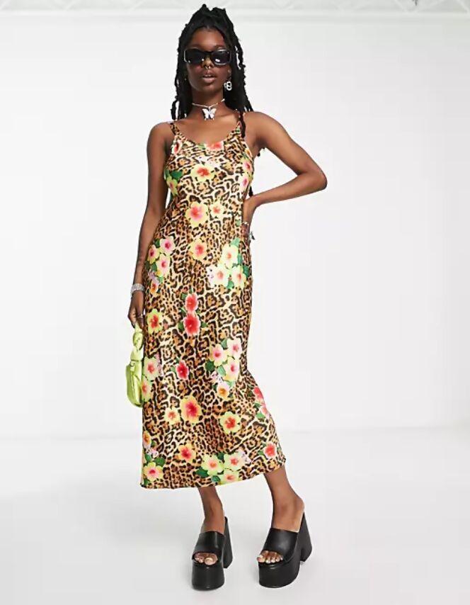 Leopard Print Satin Midi Dress - Endless - UAE Rental and Resale for Women's Fashion