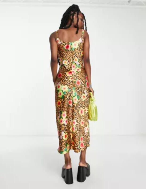 Leopard Print Satin Midi Dress - Endless - UAE Rental and Resale for Women's Fashion