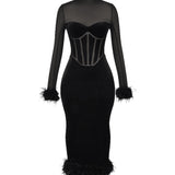 Lianna Black Velvet Midi Dress - Endless - UAE Rental and Resale for Women's Fashion