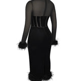 Lianna Black Velvet Midi Dress - Endless - UAE Rental and Resale for Women's Fashion