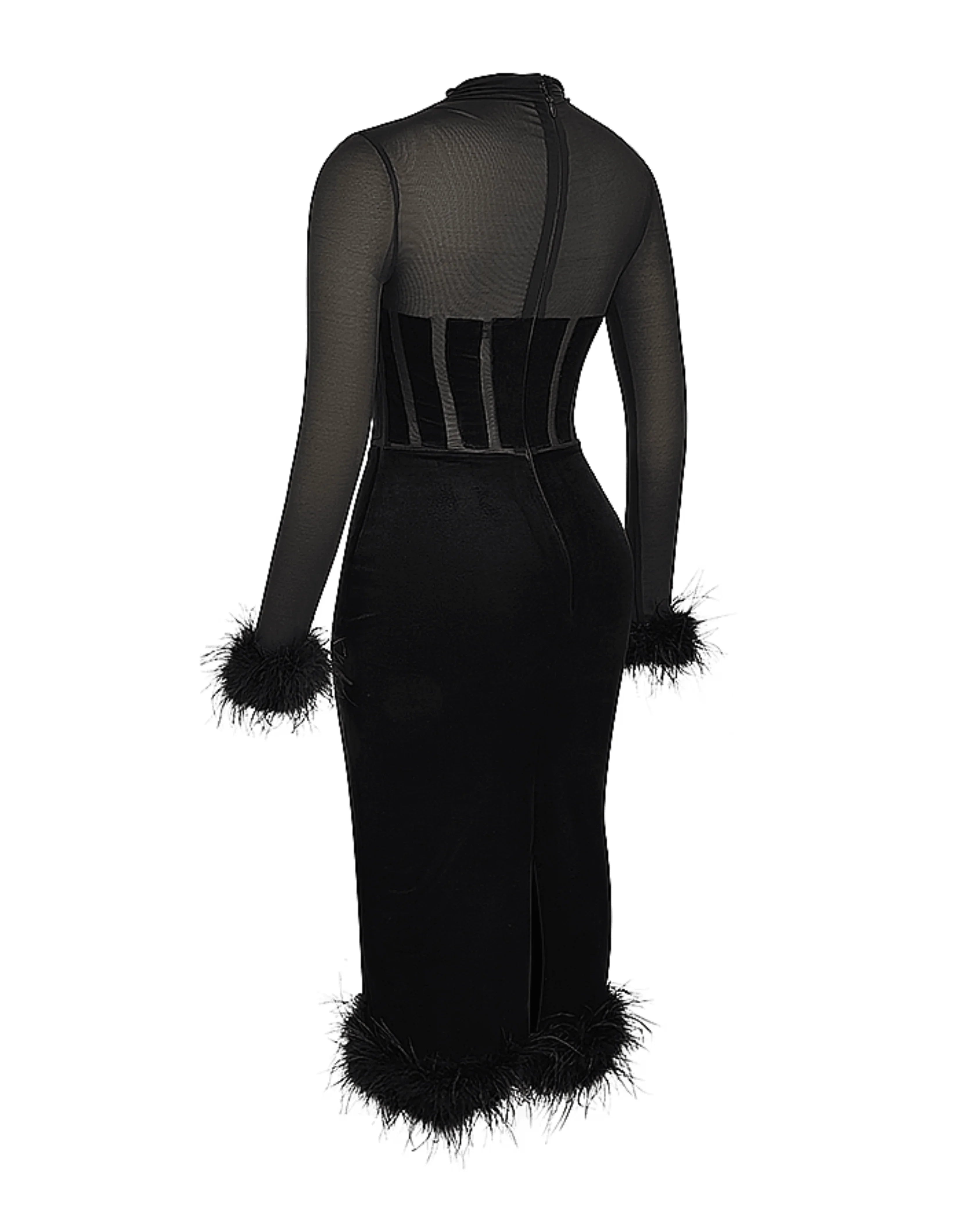 Lianna Black Velvet Midi Dress - Endless - UAE Rental and Resale for Women's Fashion
