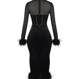 Lianna Black Velvet Midi Dress - Endless - UAE Rental and Resale for Women's Fashion