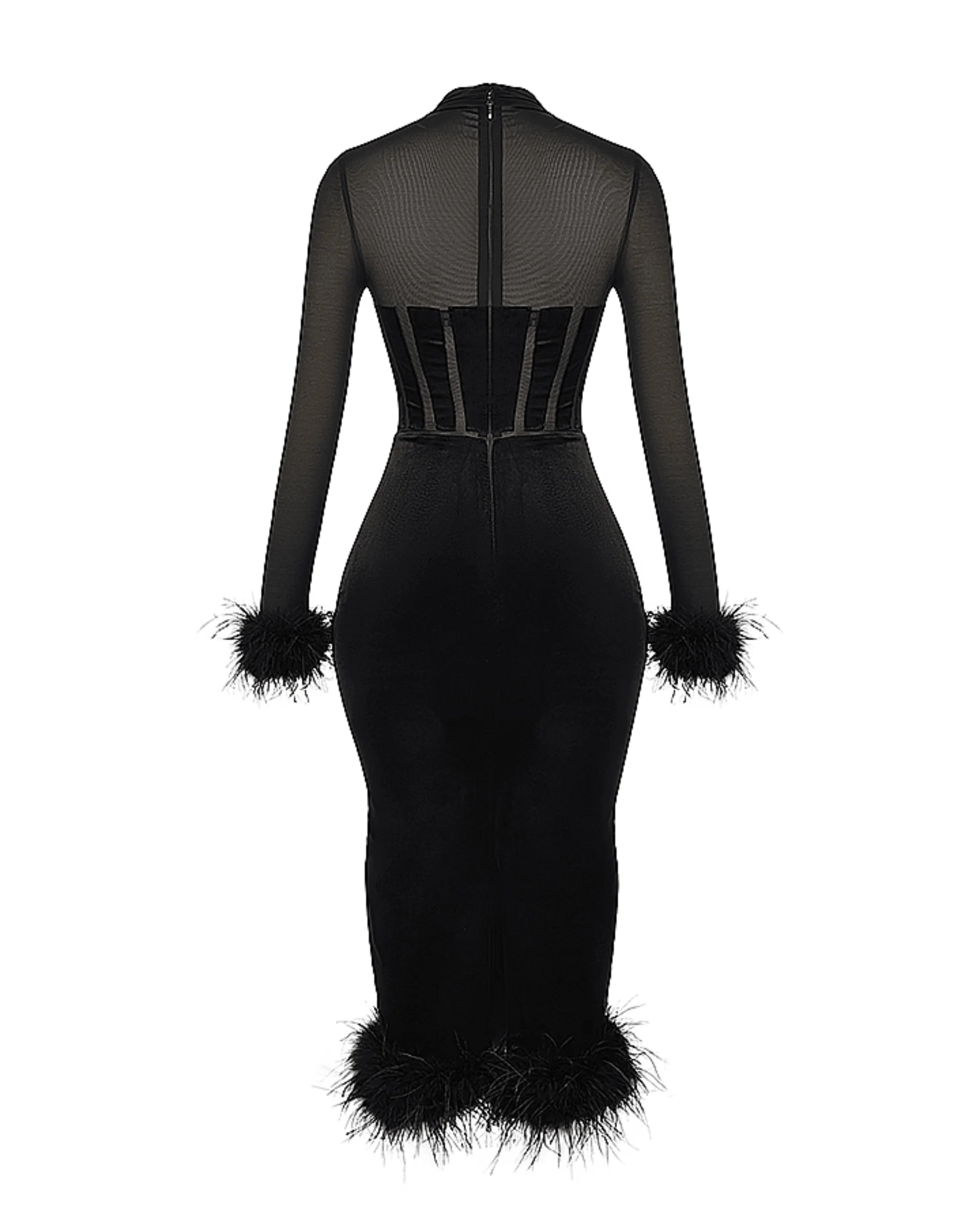 Lianna Black Velvet Midi Dress - Endless - UAE Rental and Resale for Women's Fashion