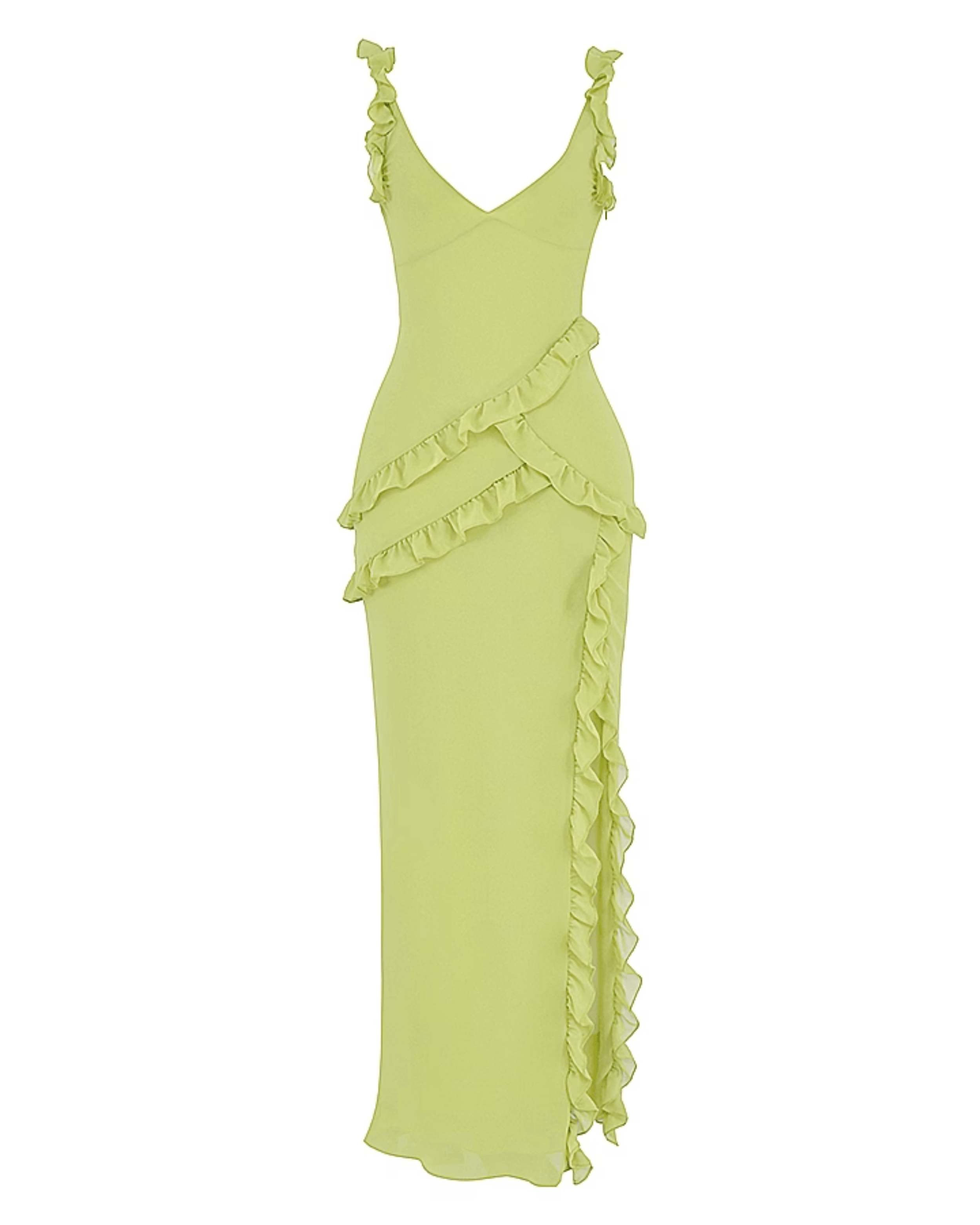 Lime Ruffle Maxi Dress - Endless - UAE Rental and Resale for Women's Fashion