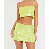 Lime Sequin Co-ord Set - Endless - UAE Rental and Resale for Women's Fashion