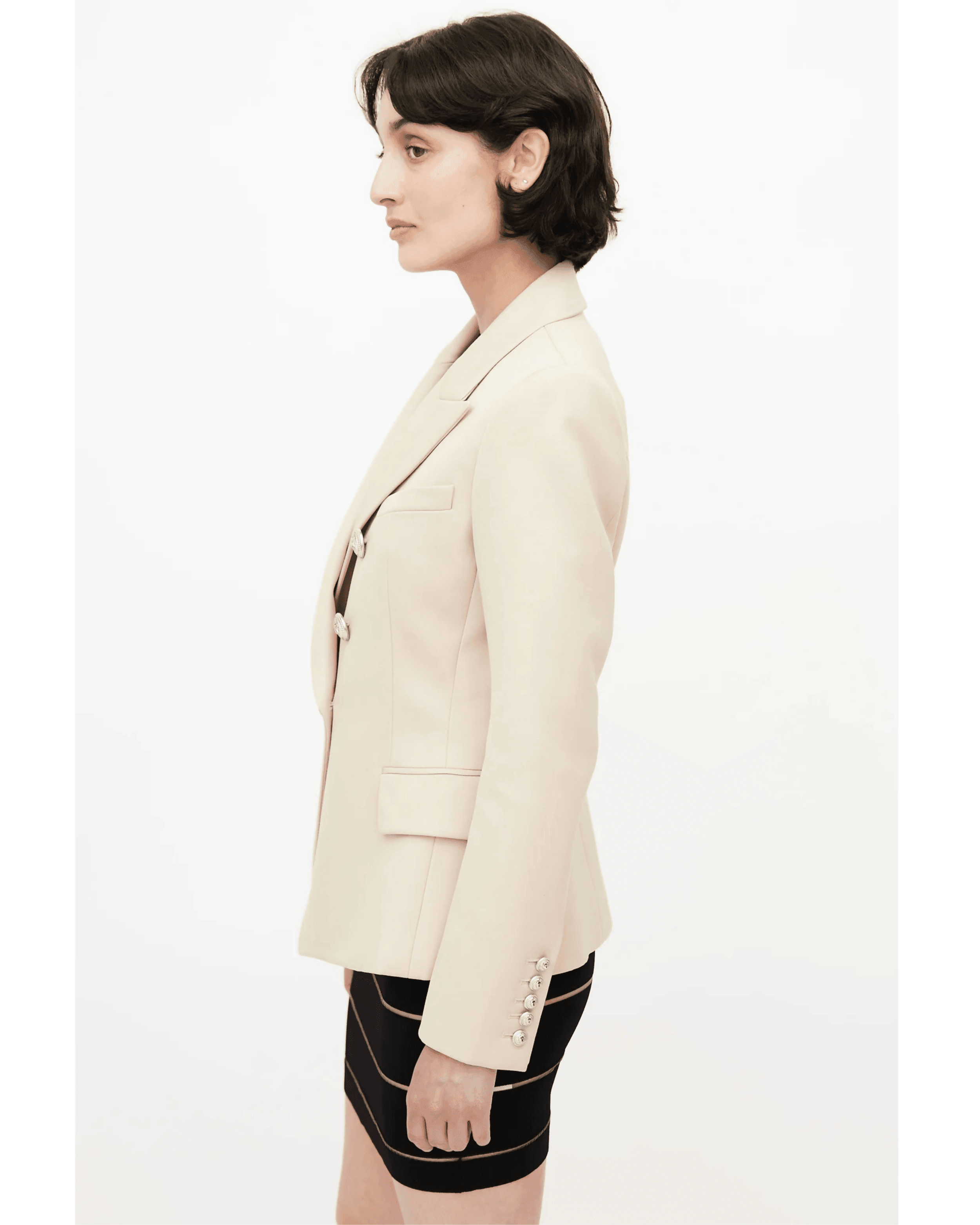 Lined-Breasted Classic Blazer in Beige Wool - Endless - UAE Rental and Resale for Women's Fashion