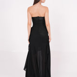 Long Black Draped Dress - Endless - UAE Rental and Resale for Women's Fashion