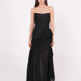 Long Black Draped Dress - Endless - UAE Rental and Resale for Women's Fashion