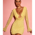 Long Sleeve Deep Plunge Mini Dress - Endless - UAE Rental and Resale for Women's Fashion
