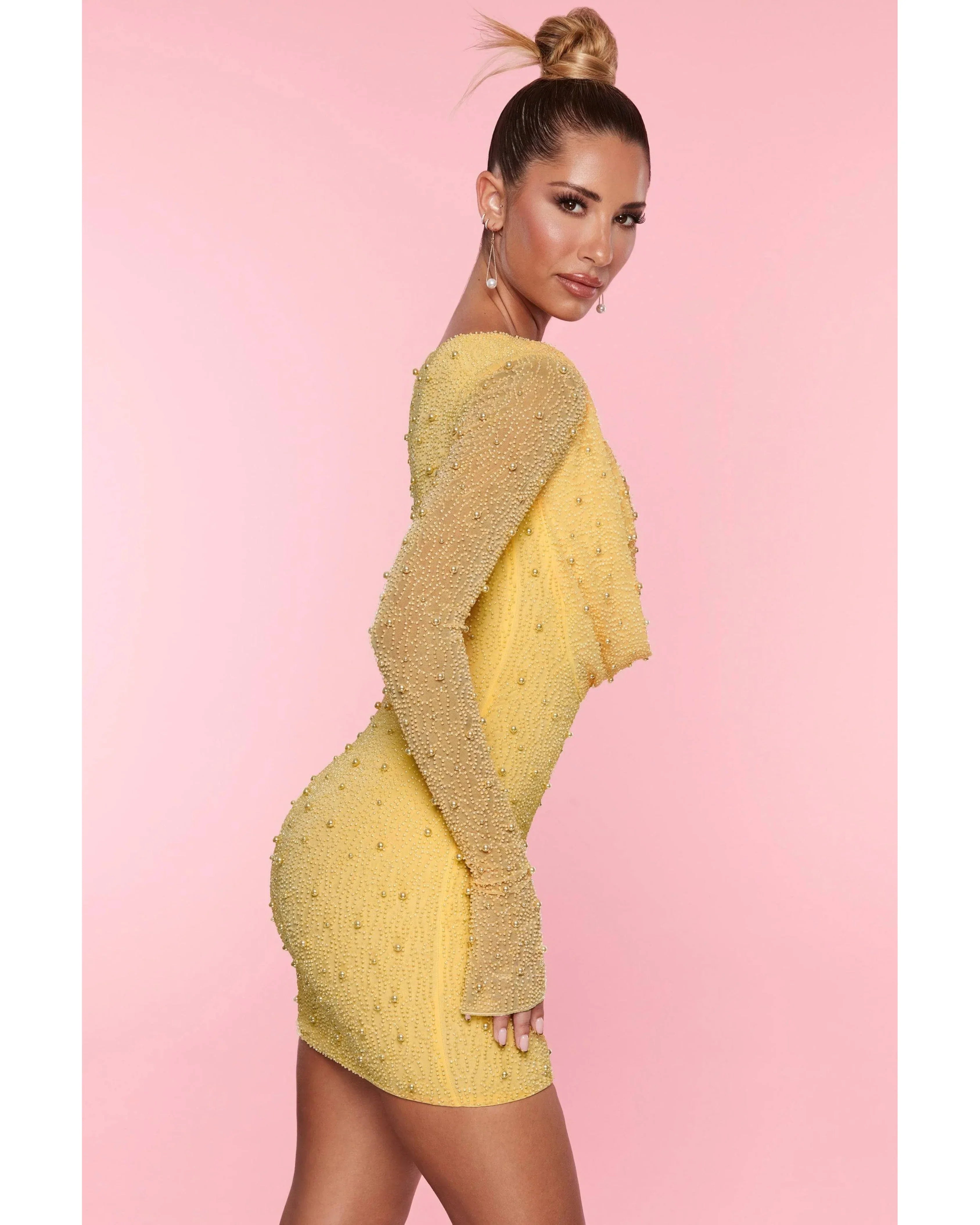 Long Sleeve Deep Plunge Mini Dress - Endless - UAE Rental and Resale for Women's Fashion