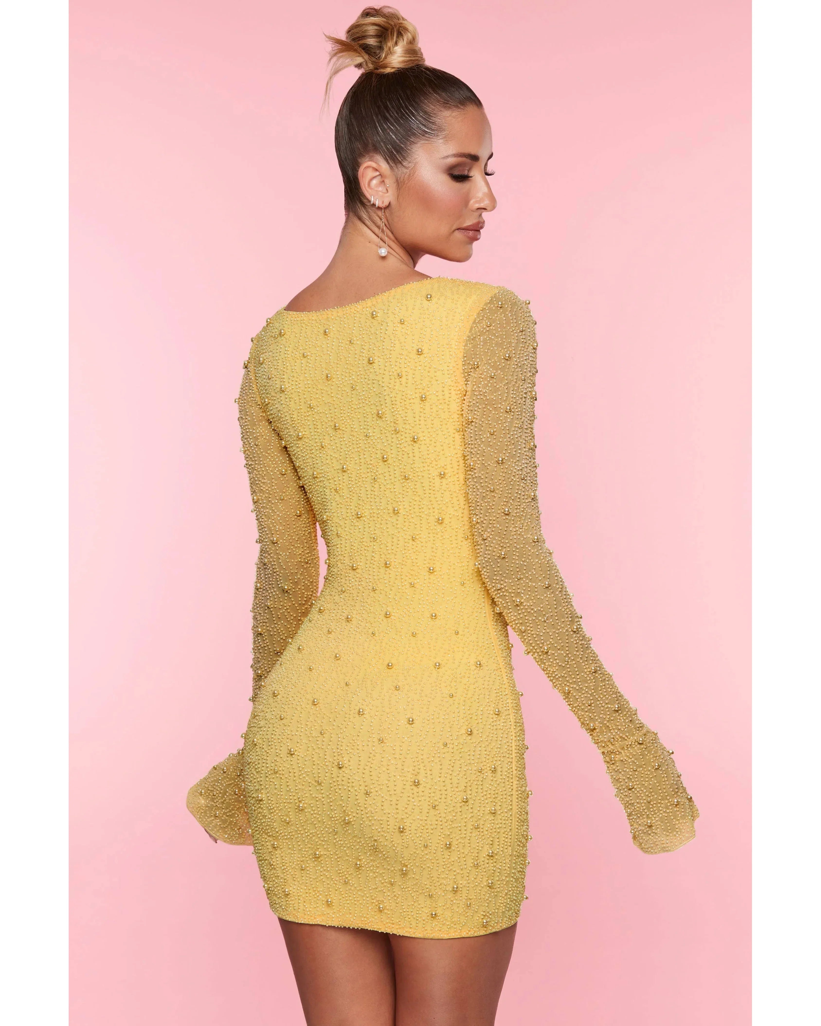 Long Sleeve Deep Plunge Mini Dress - Endless - UAE Rental and Resale for Women's Fashion