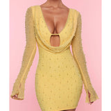 Long Sleeve Deep Plunge Mini Dress - Endless - UAE Rental and Resale for Women's Fashion