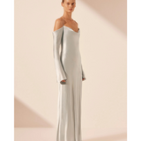 La Lune Off Shoulder Tie Maxi Dress