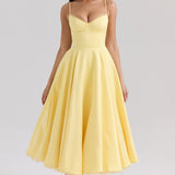 Mademoiselle Sunshine Satin Tulle Midi Dress