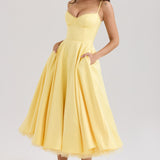 Mademoiselle Sunshine Satin Tulle Midi Dress