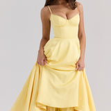 Mademoiselle Sunshine Satin Tulle Midi Dress