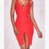 Majka Red Slit Front Dress - Endless - UAE Rental and Resale for Women's Fashion