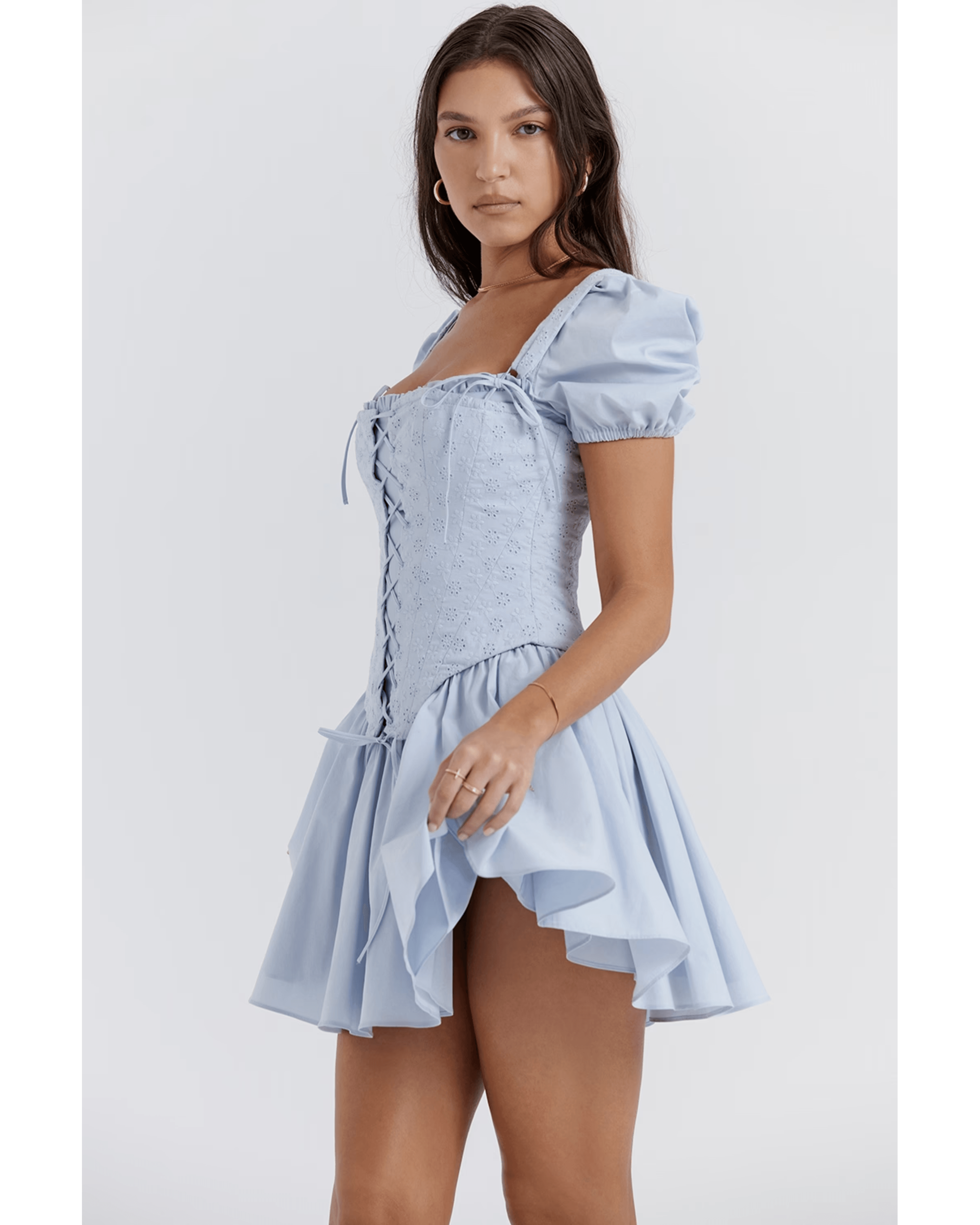 Maribel Broderie Corset Mini Dress - Endless - UAE Rental and Resale for Women's Fashion