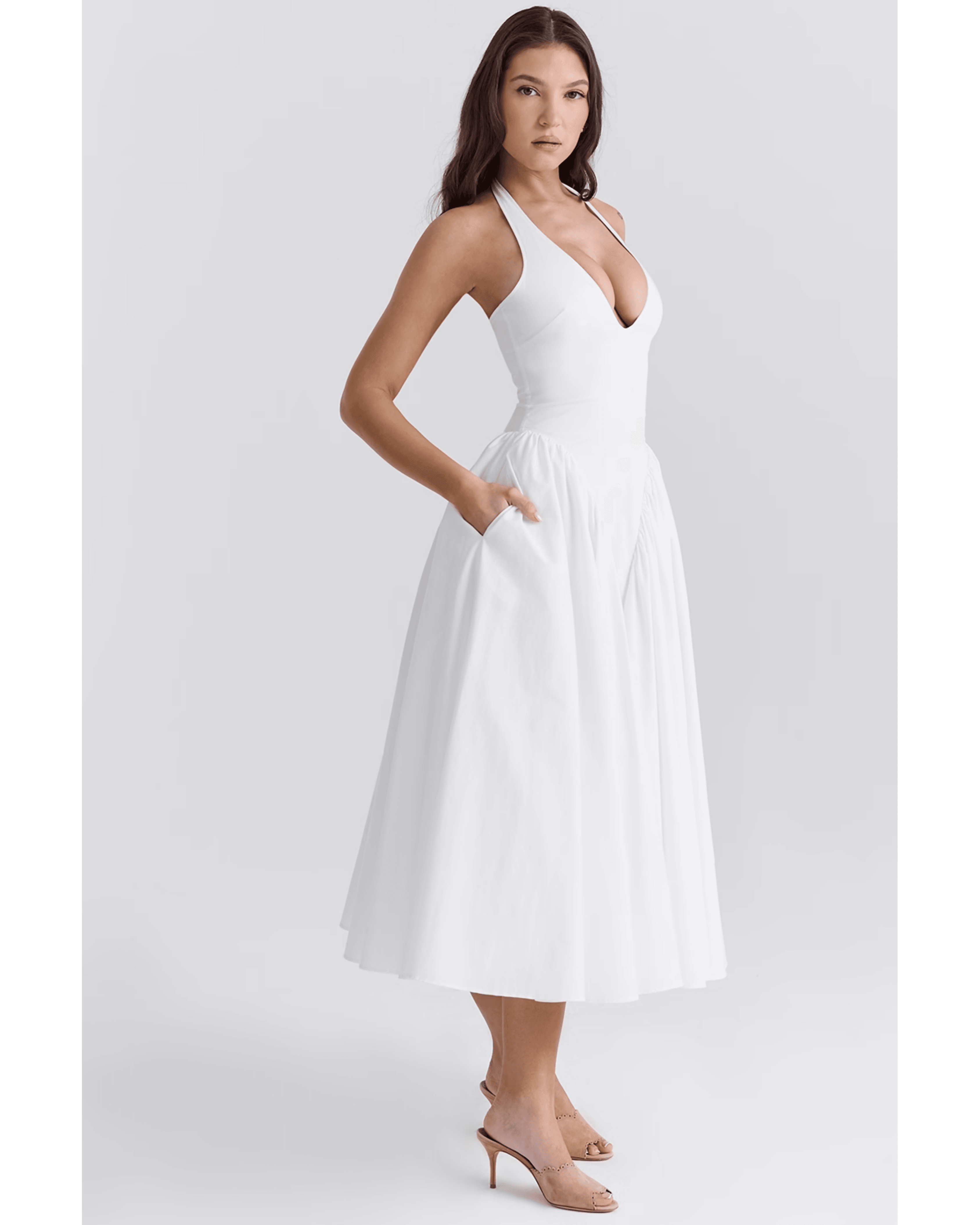 Marilyn Cotton Halter Midi Sundress - Endless - UAE Rental and Resale for Women's Fashion