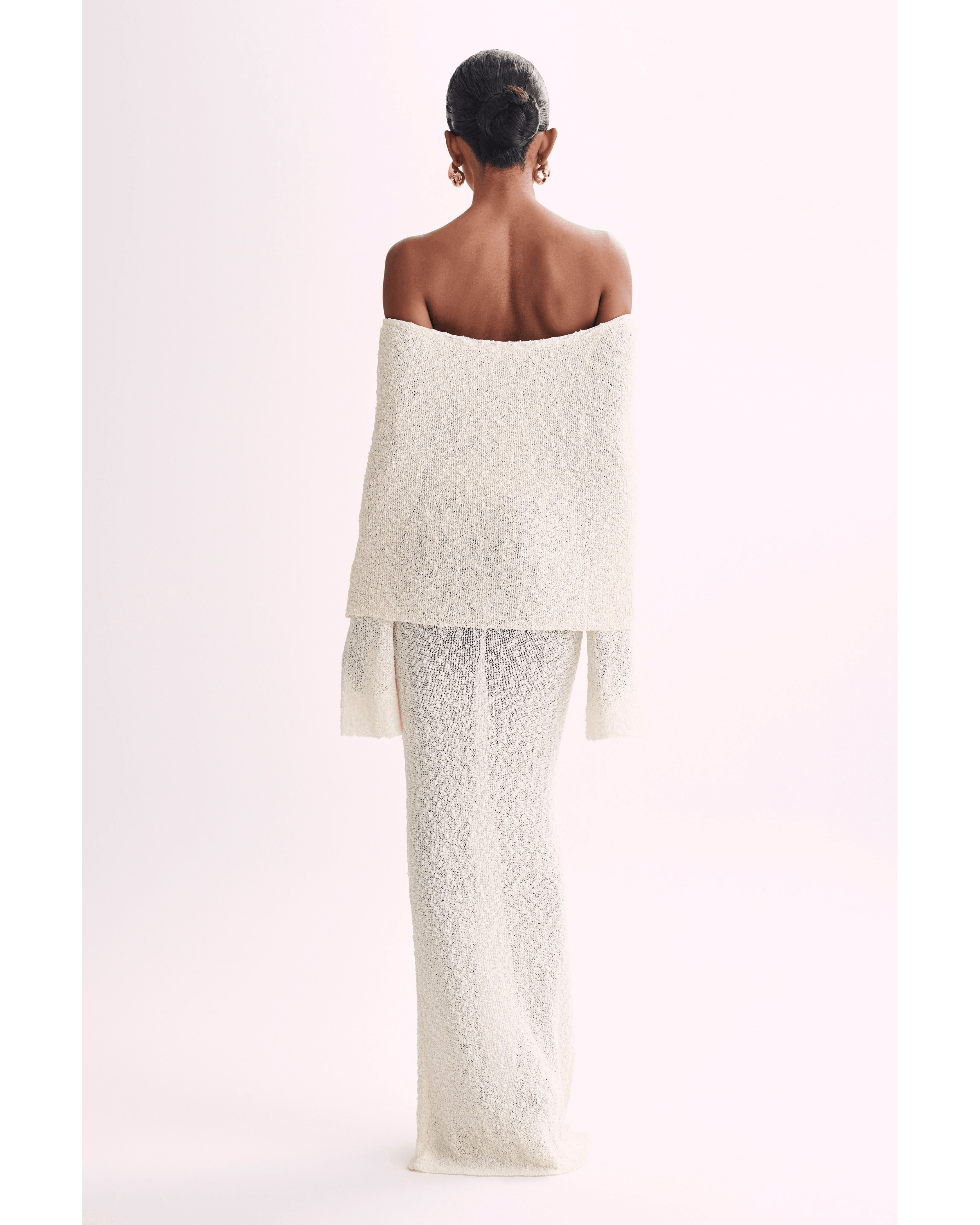 Marisol Off Shoulder Boucle Maxi Dress - Endless - UAE Rental and Resale for Women's Fashion