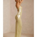 Marlena Sheer Sequin V-Neck Cut Out Back Evening Gown - Endless - UAE Rental and Resale for Women's Fashion