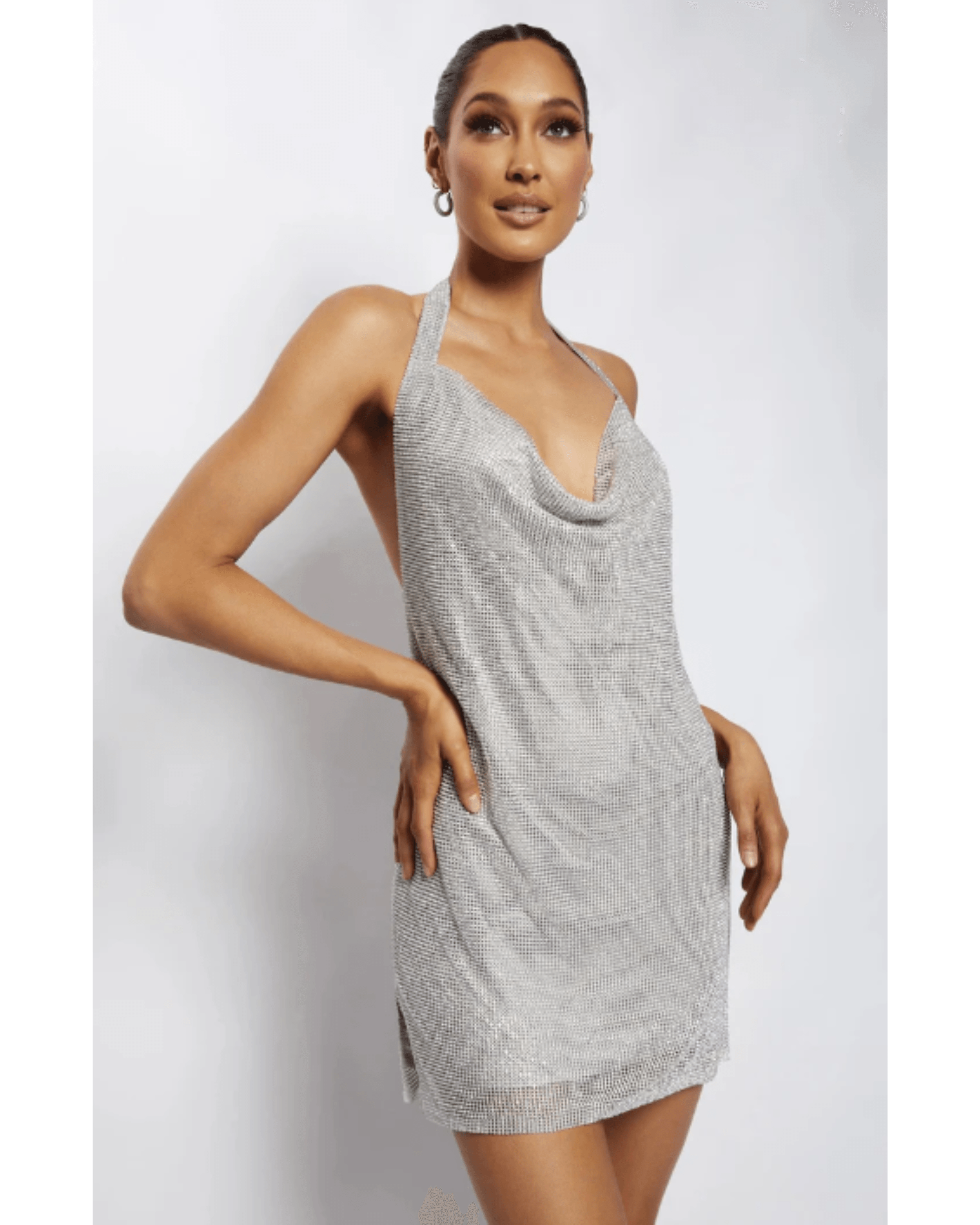 Meilani Low Back Diamante Mesh Mini Dress - Endless - UAE Rental and Resale for Women's Fashion