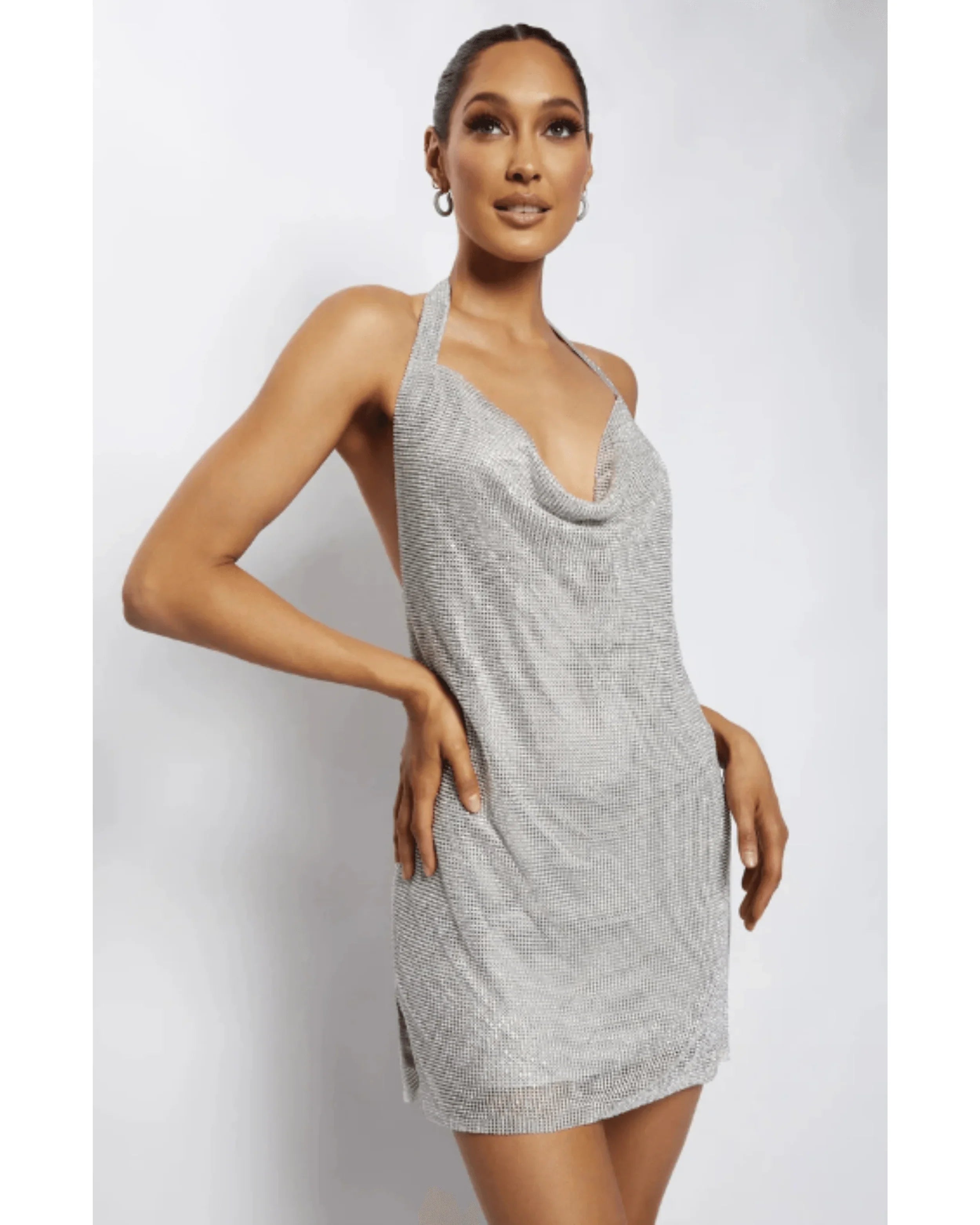 Meilani Low Back Diamante Mesh Mini Dress - Endless - UAE Rental and Resale for Women's Fashion