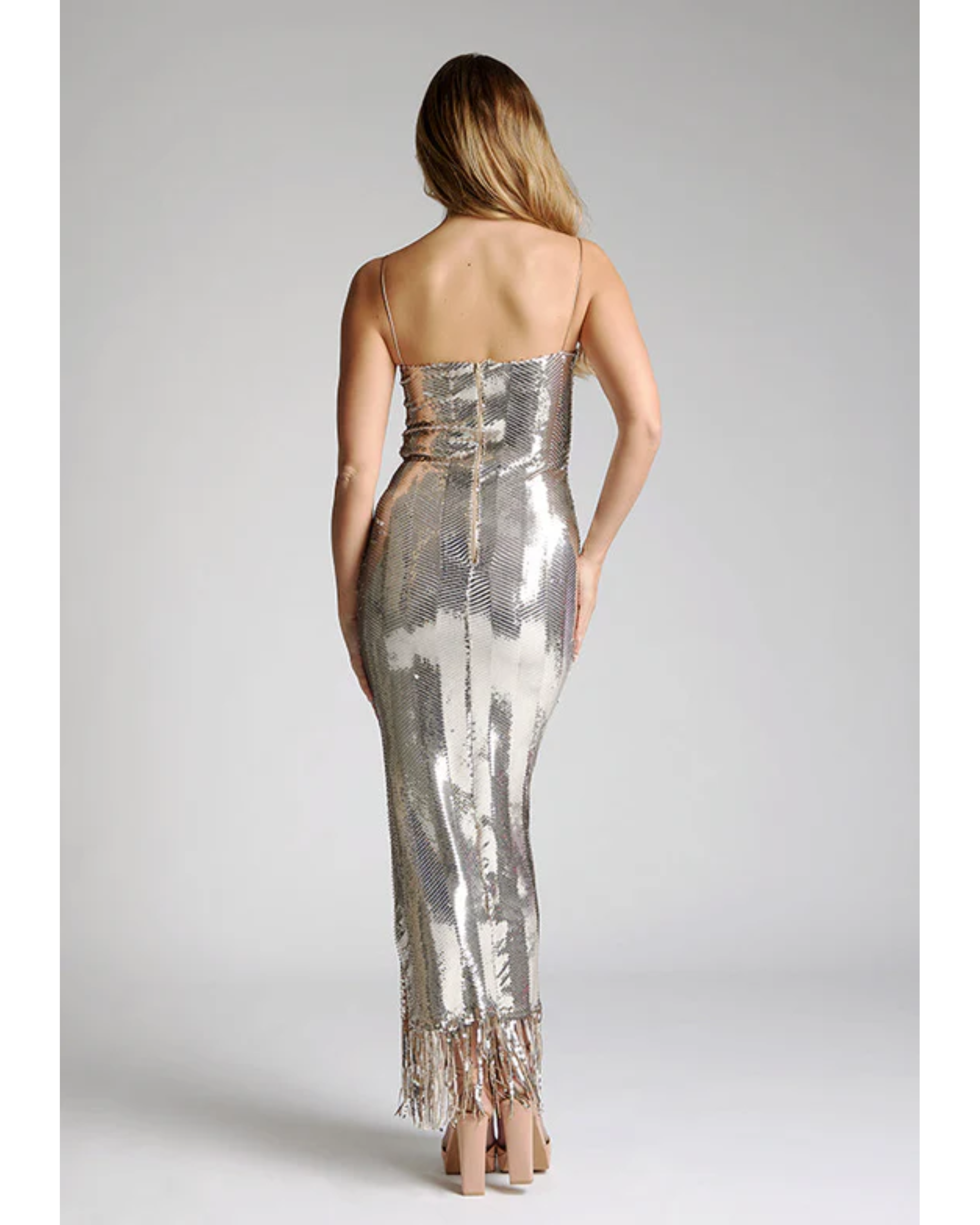 Melody Gold Sequin Midaxi Dress - Endless - UAE Rental and Resale for Women's Fashion