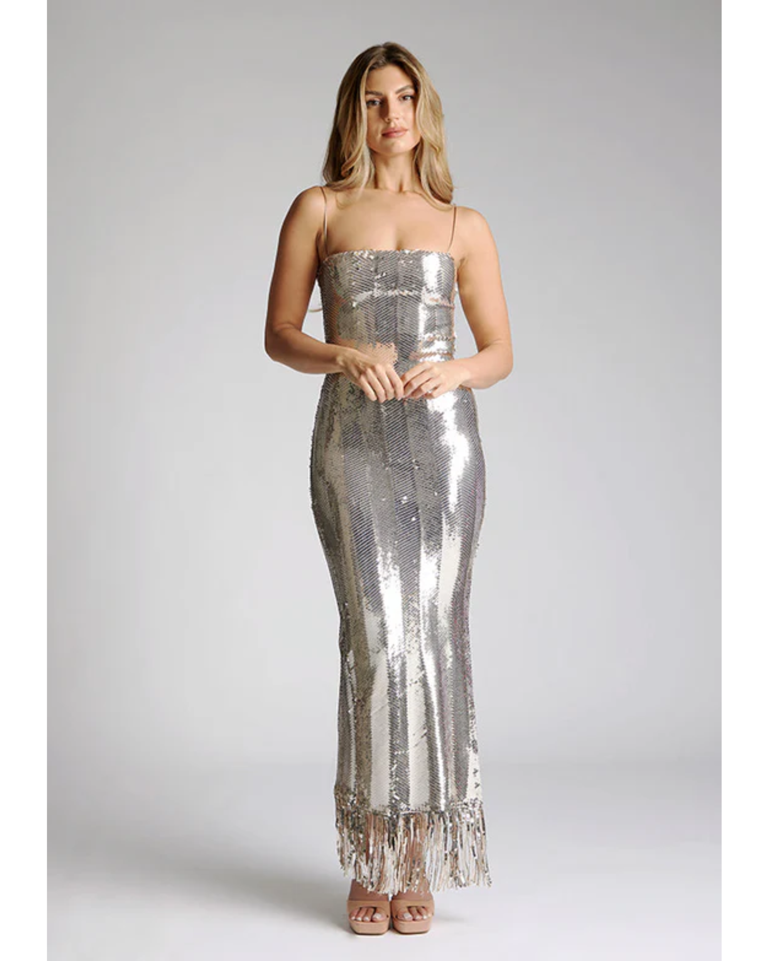 Melody Gold Sequin Midaxi Dress - Endless - UAE Rental and Resale for Women's Fashion