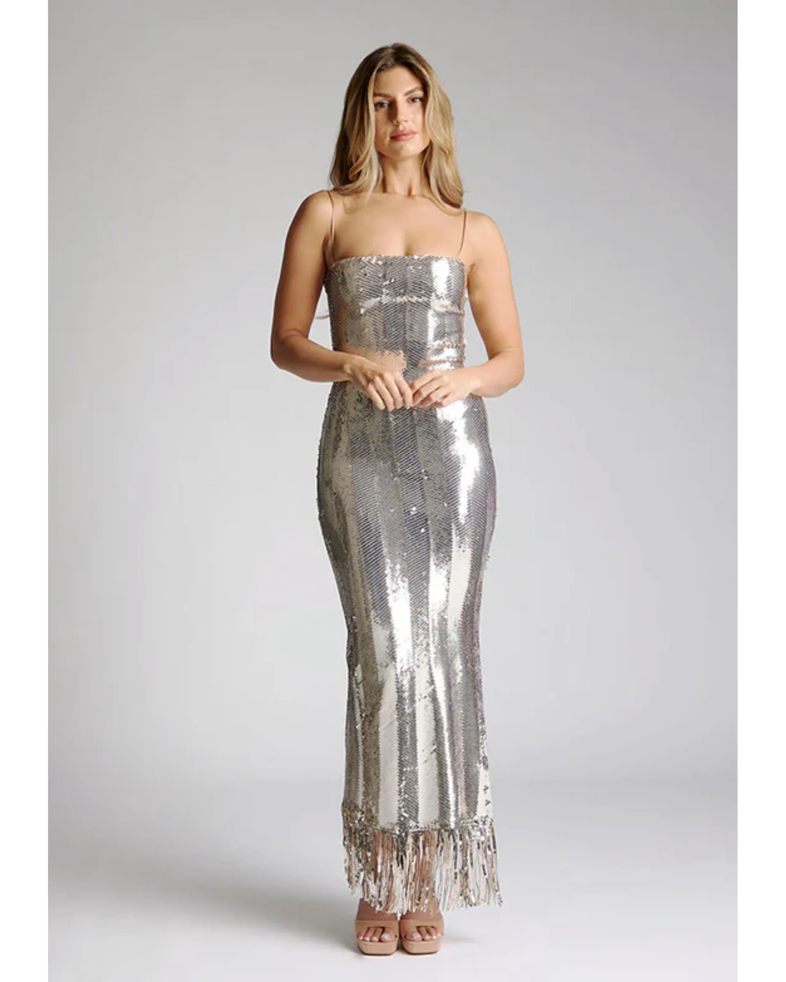 Melody Gold Sequin Midaxi Dress - Endless - UAE Rental and Resale for Women's Fashion