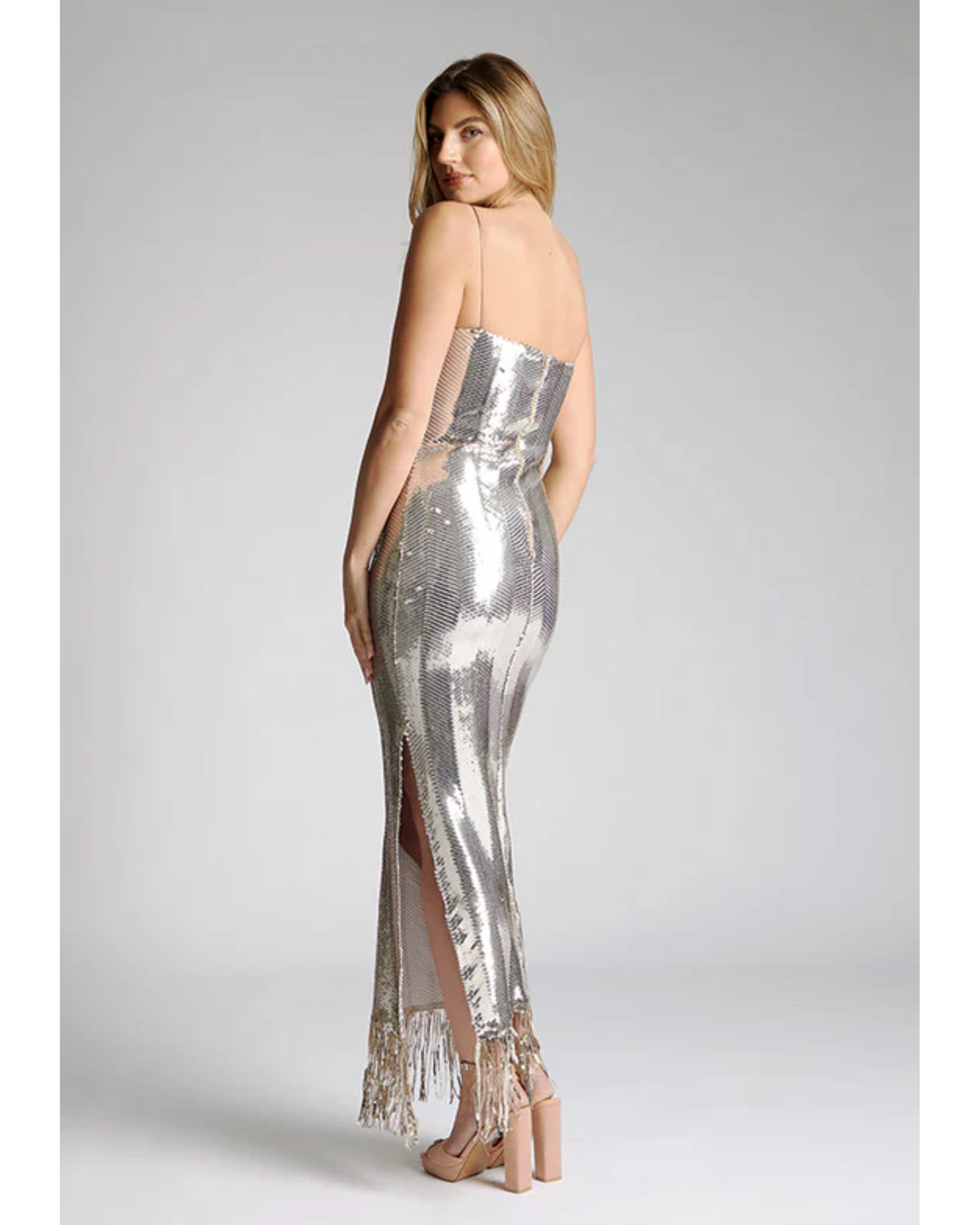 Melody Gold Sequin Midaxi Dress - Endless - UAE Rental and Resale for Women's Fashion