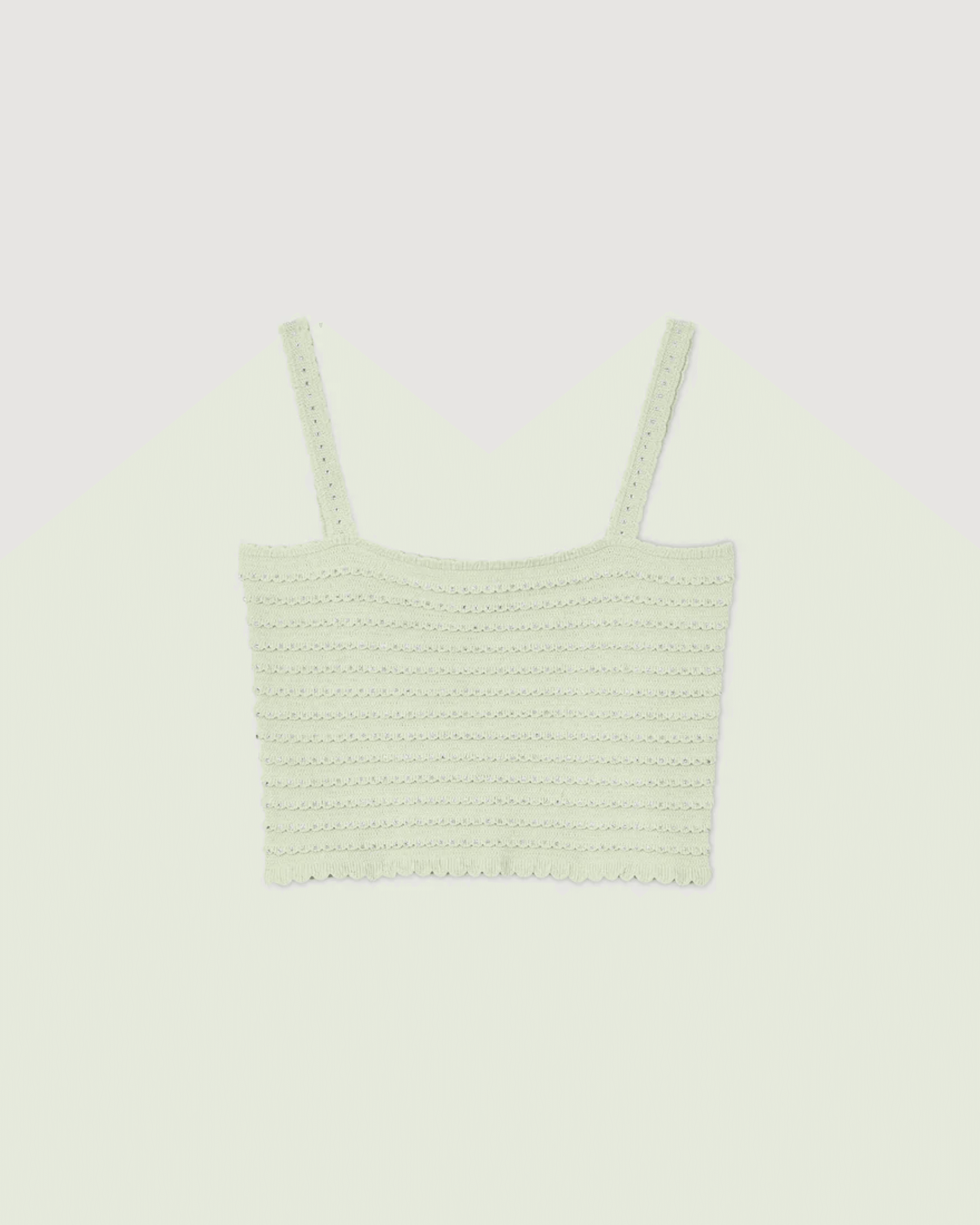 Merveille Crop Knit Top Vert Amande - Endless - UAE Rental and Resale for Women's Fashion