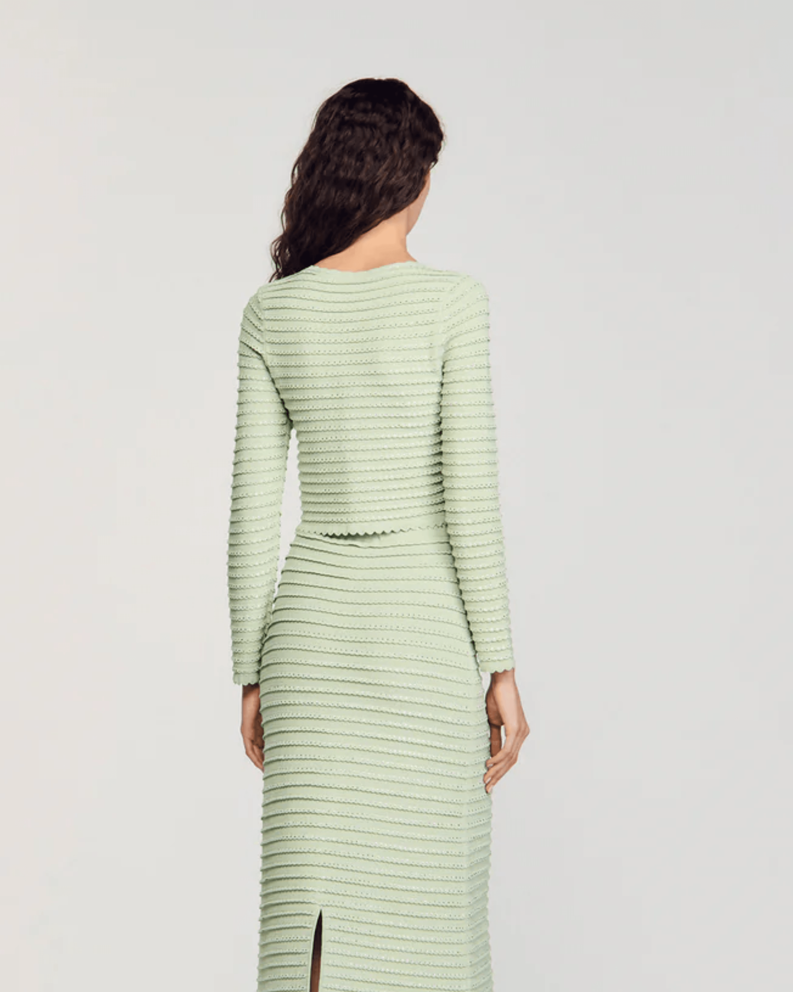 Merveilleux Studded Cardigan Vert Amande - Endless - UAE Rental and Resale for Women's Fashion