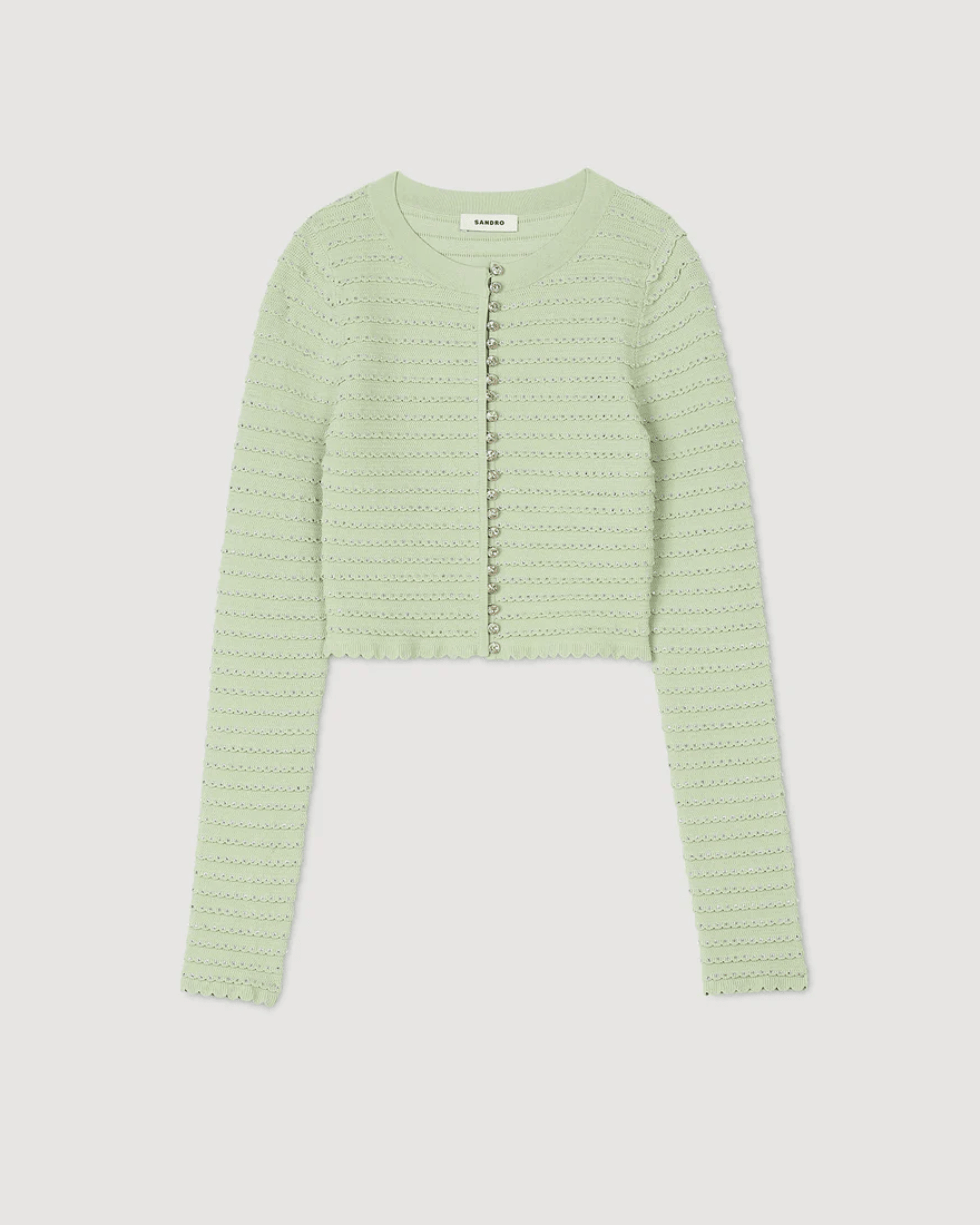 Merveilleux Studded Cardigan Vert Amande - Endless - UAE Rental and Resale for Women's Fashion