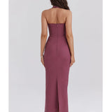 Mia Mulberry Twill Halter Maxi Dress - Endless - UAE Rental and Resale for Women's Fashion
