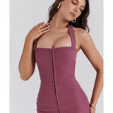 Mia Mulberry Twill Halter Maxi Dress - Endless - UAE Rental and Resale for Women's Fashion
