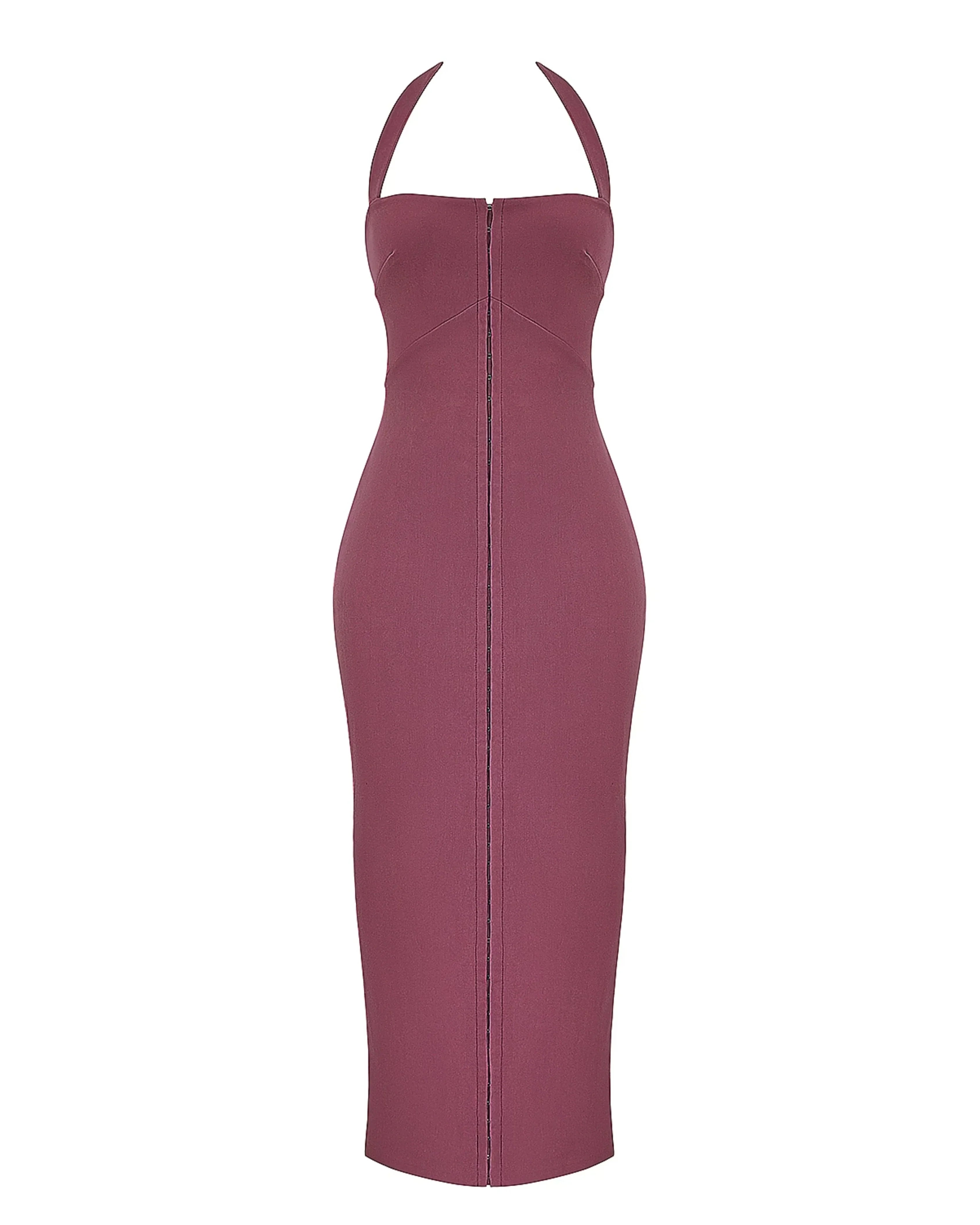 Mia Mulberry Twill Halter Maxi Dress - Endless - UAE Rental and Resale for Women's Fashion